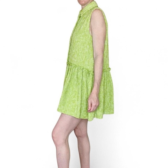Zara Green Textured Sleeveless Preppy Mini Dress - Picture 2 of 8